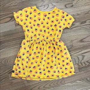 Tea Collection Yellow Dress with Blue and Orange Patterns